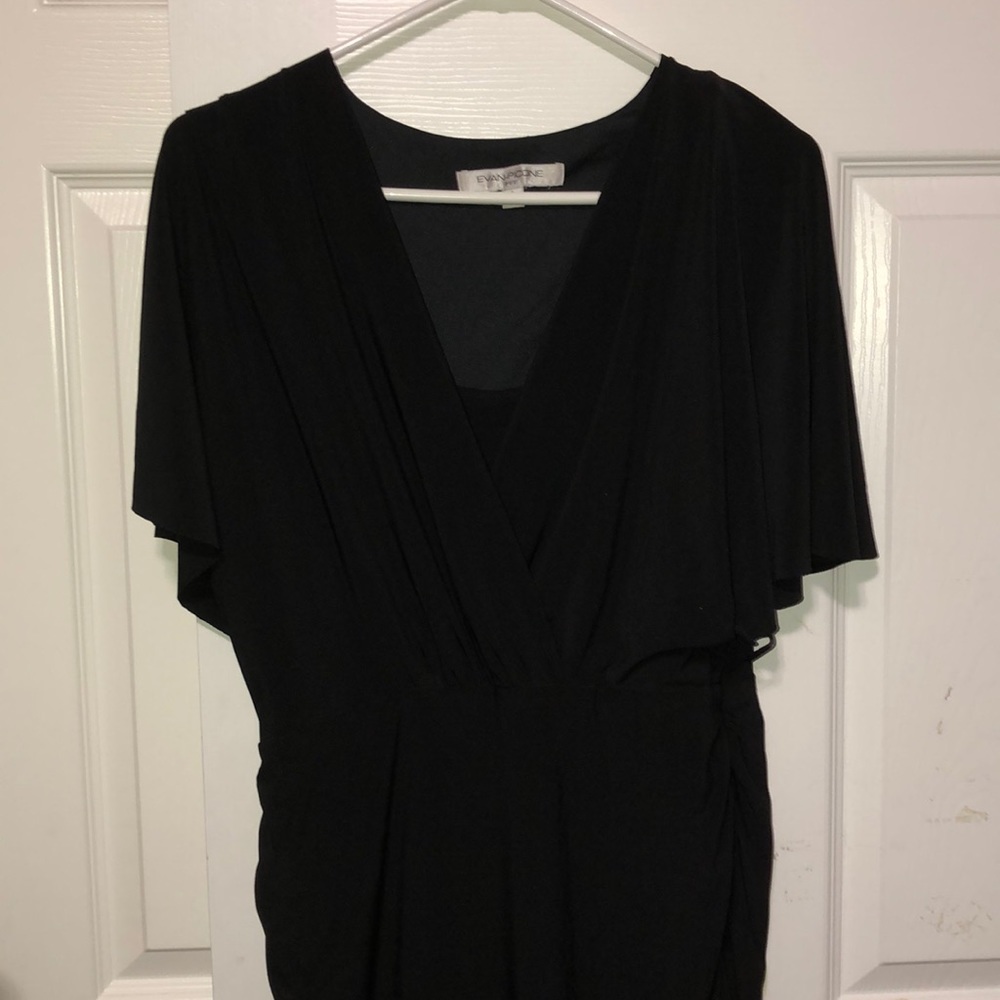 Black Flowy Deep Neck Dress
